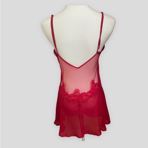 Victorias Secret Red Silk Slip Dress with Sequins  Medium - Picture 4 of 9